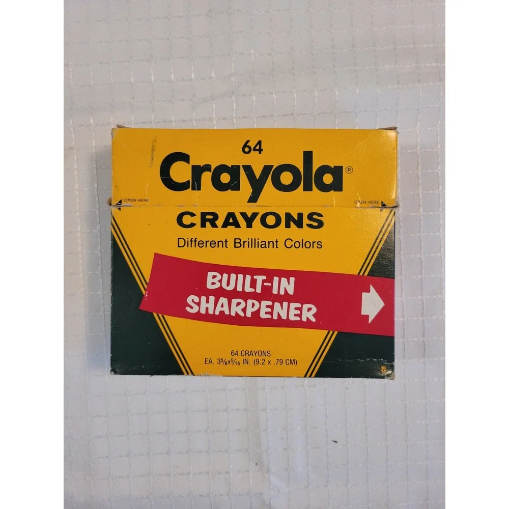 Vintage Crayola 64 Crayons Box Built-In Sharpener Binney & Smith Made in USA